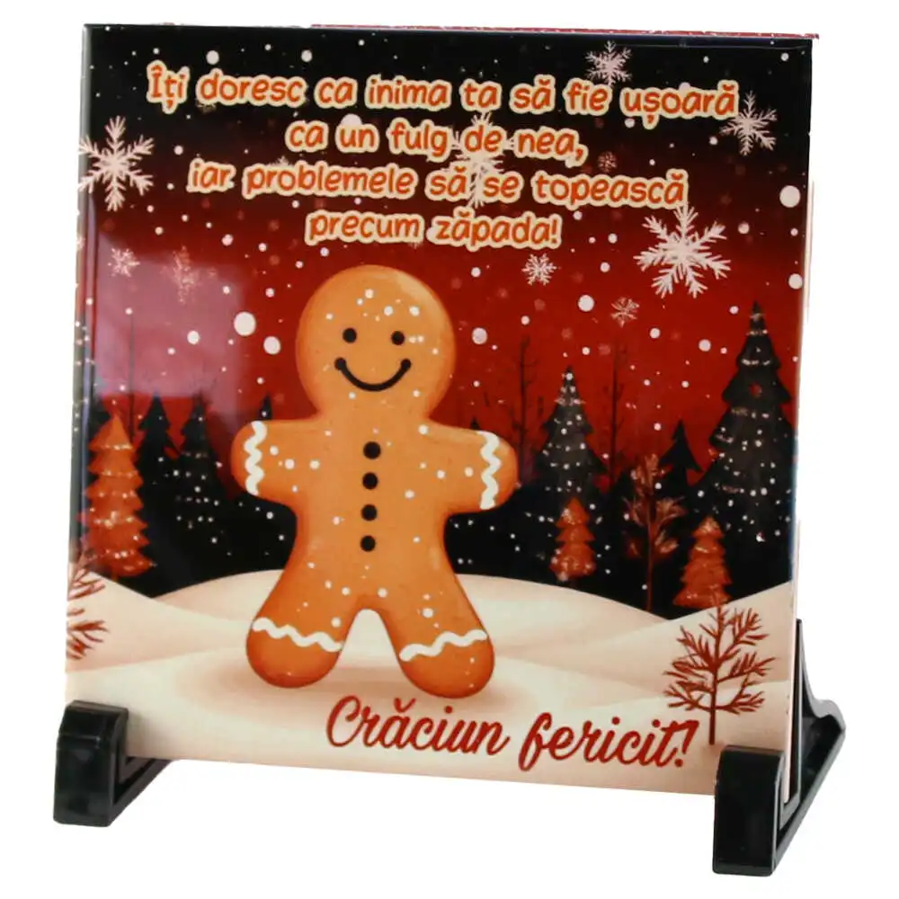Placa decorativa "Craciun Fericit" 15x15 CM Placa decorativa "Craciun Fericit" 15x15 CM