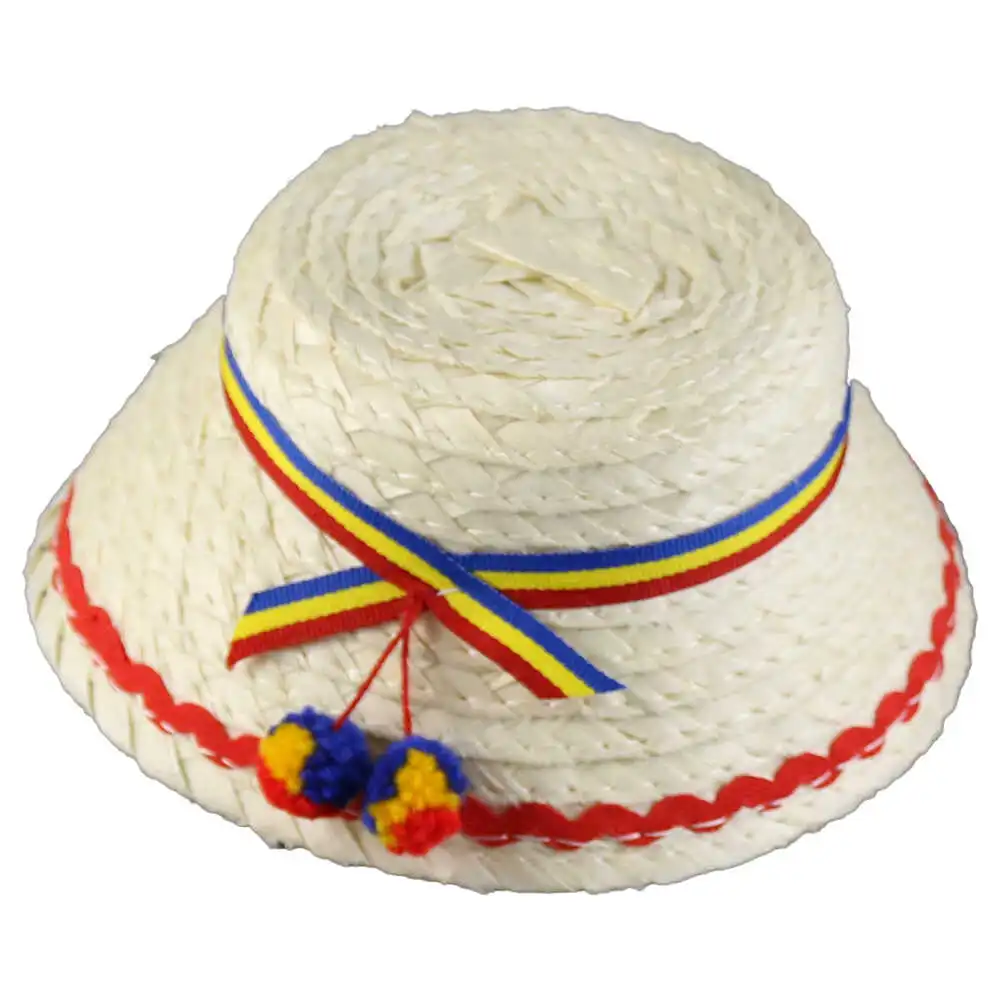 Palarie osan din paie cu banda tricolora 15 CM