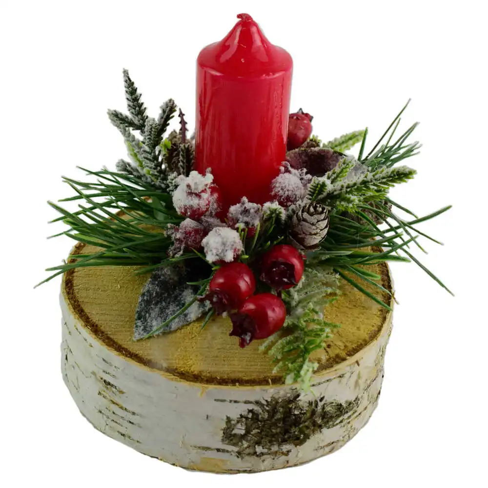 Aranjament Craciun lumanare si bobite 14 CM Aranjament Craciun lumanare si bobite 14 CM