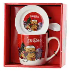 Cana cu farfurie si lingurita din ceramica 330 ml