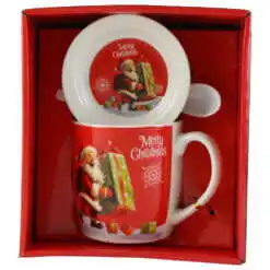 Cana de Craciun cu farfurie si lingurita