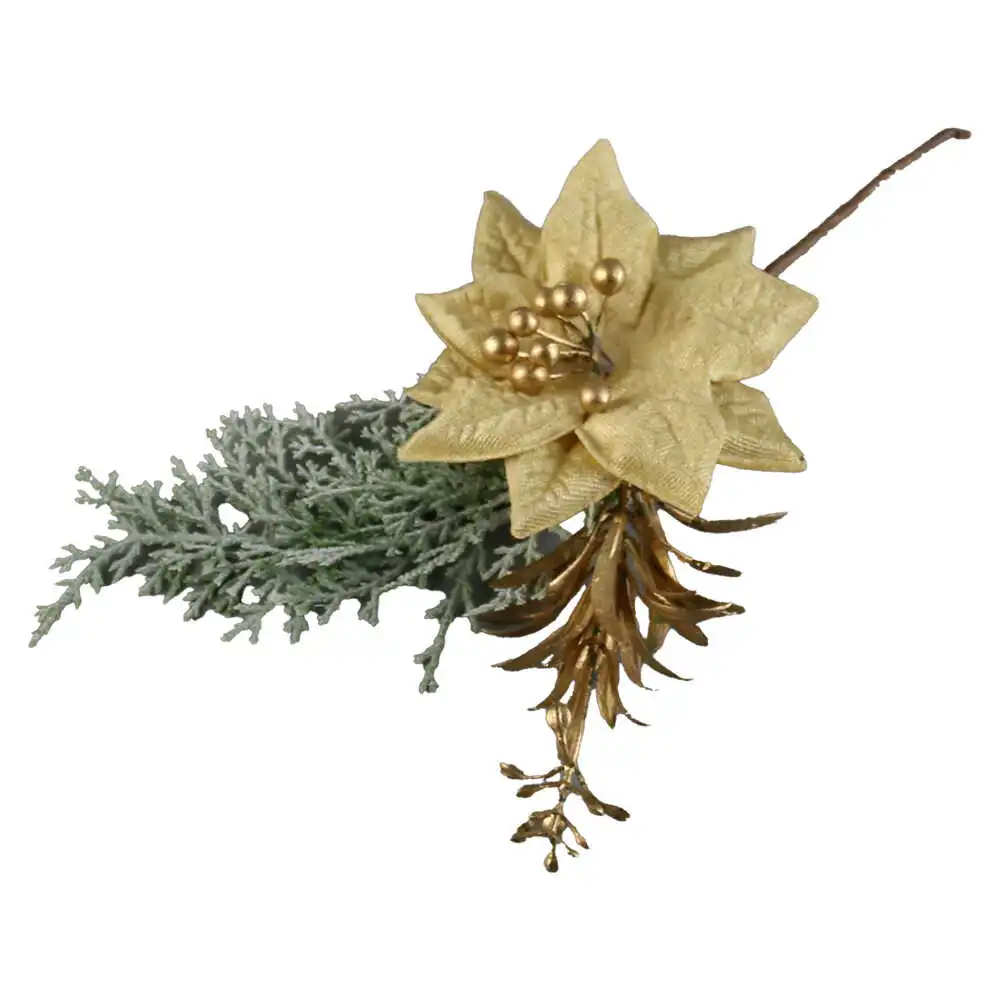 Pick creanga cu Craciunita aurie Pick creanga cu Craciunita aurie