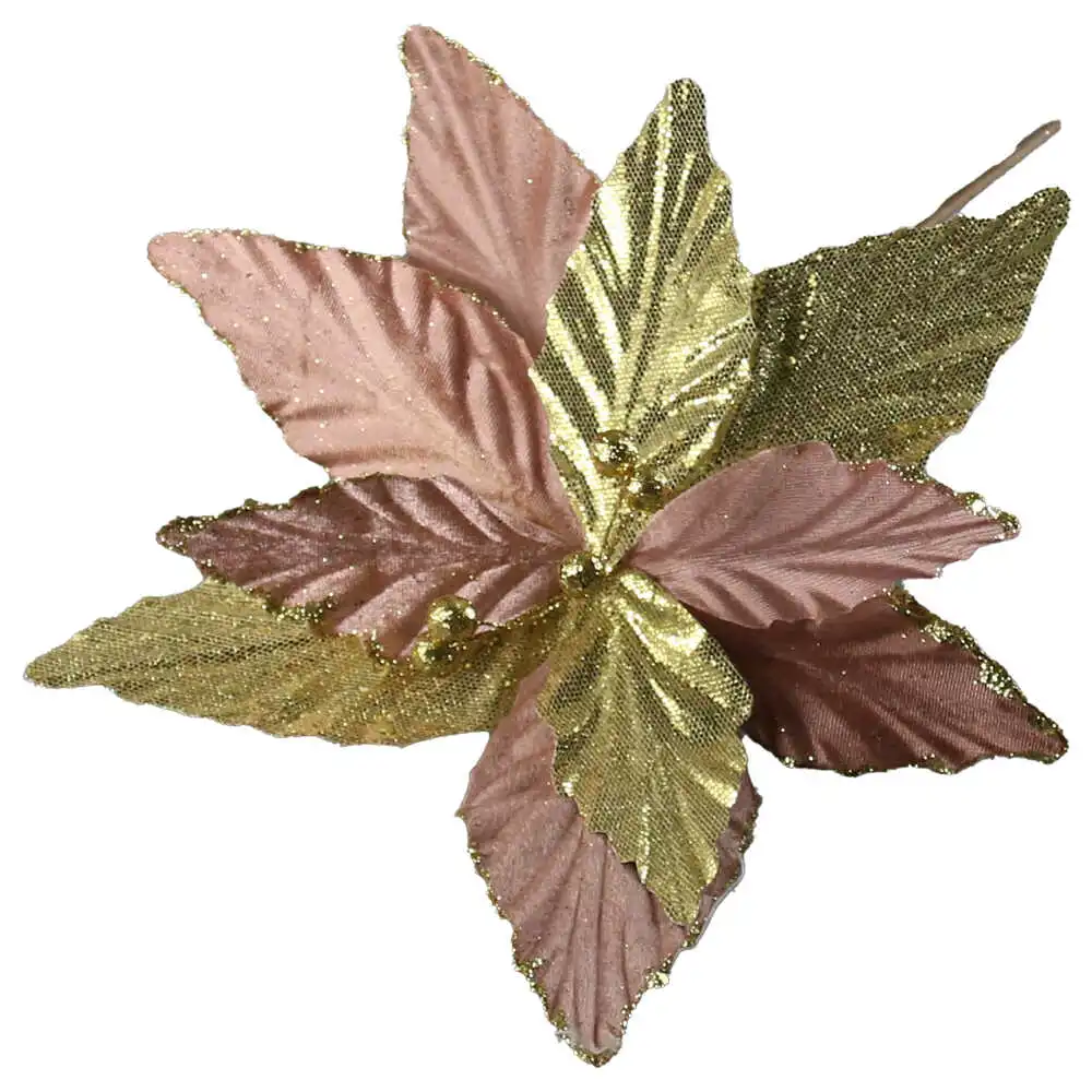 Pick Floare Craciunita aurie 28 CM Pick Floare Craciunita aurie 28 CM