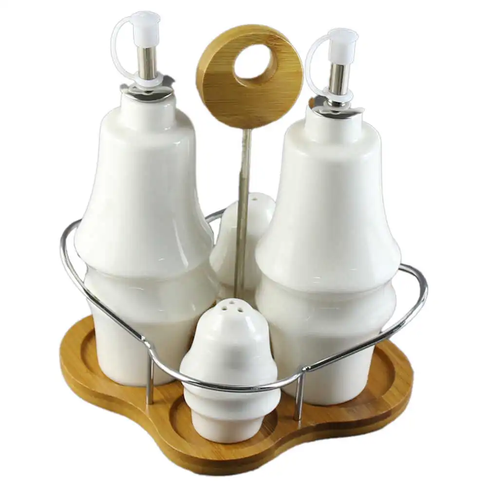 Oliviera 4 piese din ceramica cu suport din bambus