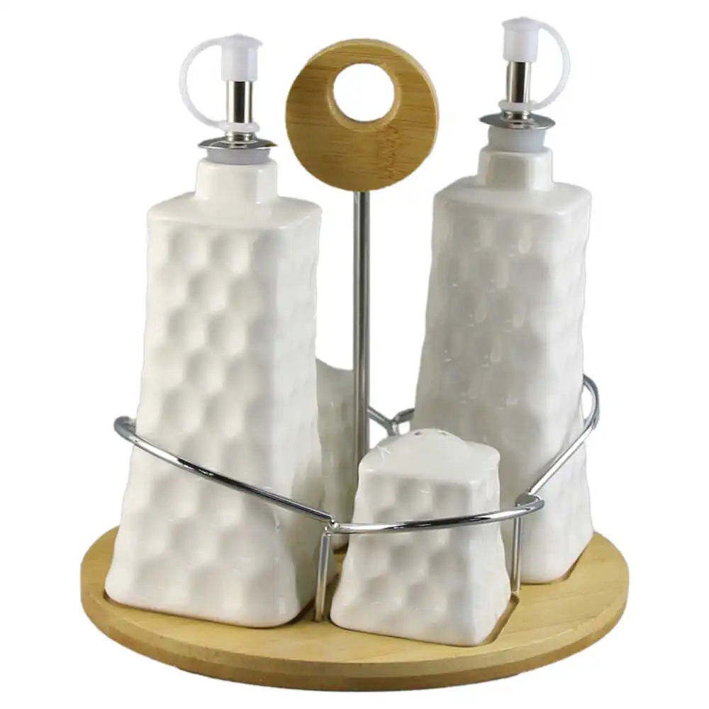 Oliviera 4 piese din ceramica cu suport din bambus