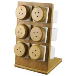 Set 6 recipiente condimente din ceramica cu suport bambus
