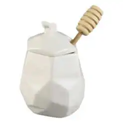 Recipient miere din ceramica cu capac si lingurita bambus