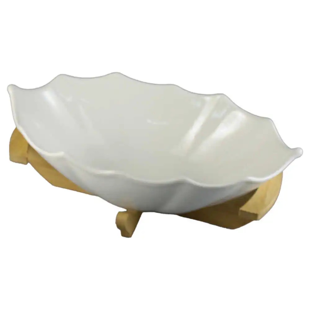 Fructiera din ceramica cu suport bambus 32x18 CM Fructiera din ceramica cu suport bambus 32x18 CM