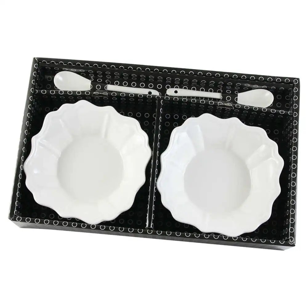 Set 2 boluri din portelan cu lingurite