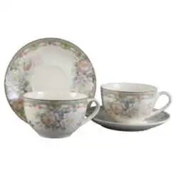 Set 2 cesti din ceramica cu farfurii