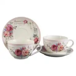 Set 2 cesti din ceramica cu farfurii