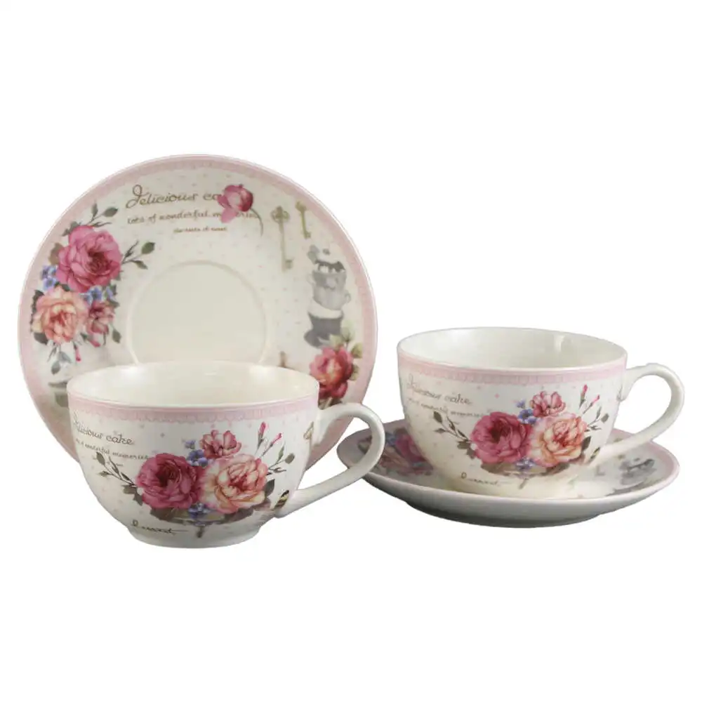 Set 2 cesti din ceramica cu farfurii
