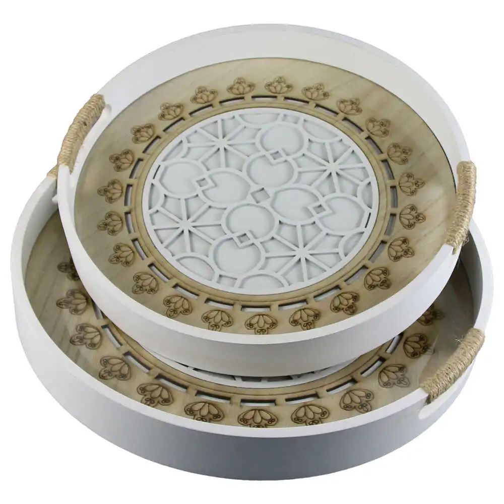 Set 2 tavi din lemn si sticla Set 2 tavi din lemn si sticla