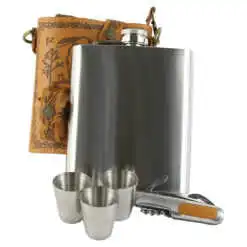 Set cadou pentru barbati Plosca cu briceag si 3 pahare