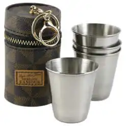 Set 4 pahare din inox cu husa