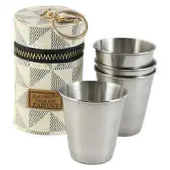 Set 4 pahare din inox cu husa