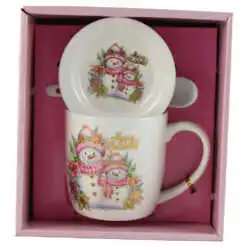 Cana de Craciun cu farfurie si lingurita