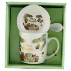 Cana de Craciun cu farfurie si lingurita