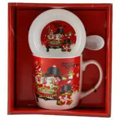 Cana de Craciun cu farfurie si lingurita