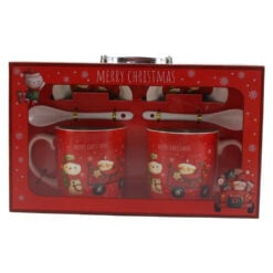 Set 2 cani de Craciun cu farfurii si lingurite