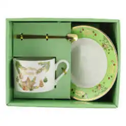 Ceasca si farfurioara Craciun cu lingurita metalica "Merry Christmas"