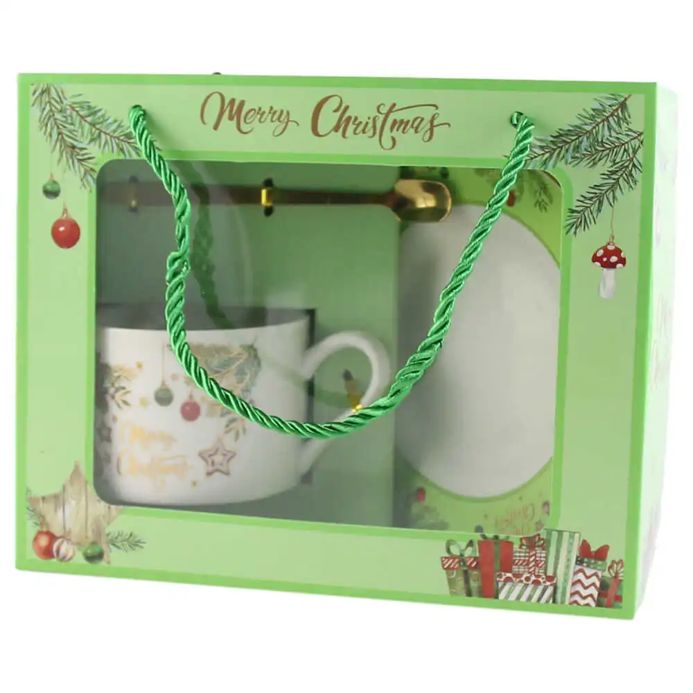 Ceasca si farfurioara Craciun cu lingurita metalica "Merry Christmas" Ceasca si farfurioara Craciun cu lingurita metalica "Merry Christmas"