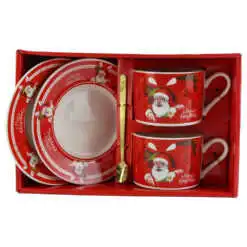 Set 2 cesti de Craciun cu farfurii si lingurite