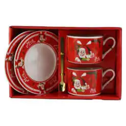 Set 2 cesti de Craciun cu farfurii si lingurite