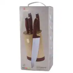 Set 5 cutite cu suport bambus
