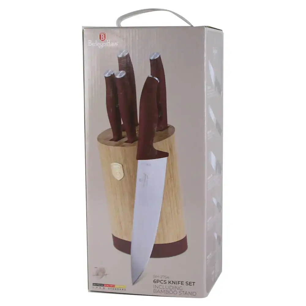 Set 5 cutite cu suport bambus