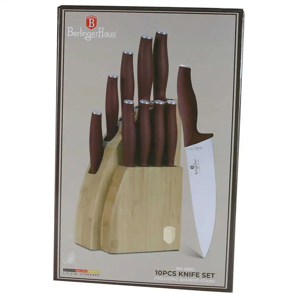 Set 9 cutite cu suport bambus
