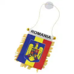 Set 12 steaguri cu stema Romaniei pentru masina 8x12 CM