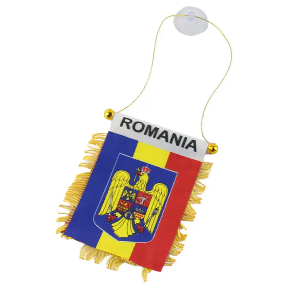 Set 12 steaguri cu stema Romaniei pentru masina 8x12 CM Set 12 steaguri cu stema Romaniei pentru masina 8x12 CM