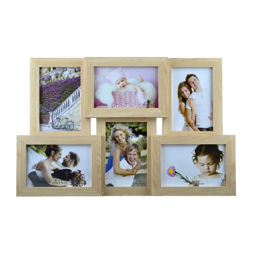 Rama foto din plastic in stil de lemn - Dim. poza 10x15 cm - Collage pentru 6 poze Rama foto din plastic in stil de lemn - Dim. poza 10x15 cm - Collage pentru 6 poze