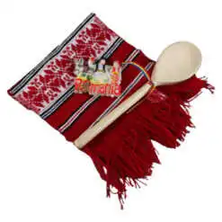 Set cadou prosop cu lingurita lemn si magnet frigider