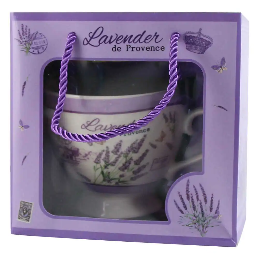 Cana cu picior si lingurita metalica "Lavender de Provence"