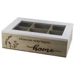 Cutie pentru plicuri de ceai 26x24x7 CM din lemn si sticla