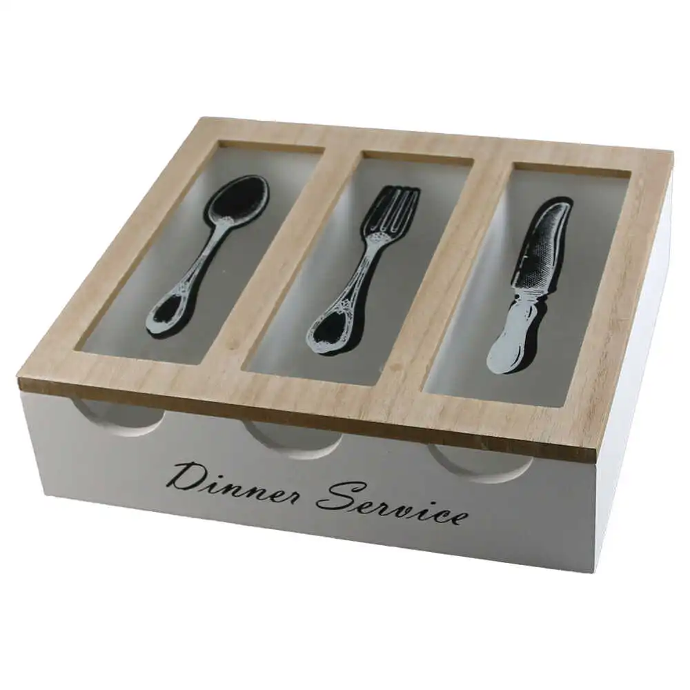 Cutie pentru tacamuri 26x24x7 CM din lemn si sticla