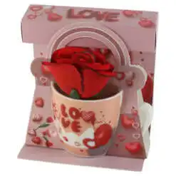 Cana ceramica cu trandafir artificial