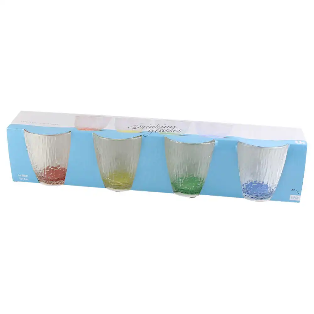 Set 4 pahare din sticla colorata 300 ml Set 4 pahare din sticla colorata 300 ml