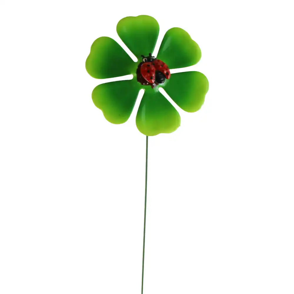 Pick floare din metal cu buburuza/fluture 13x68 CM Pick floare din metal cu buburuza/fluture 13x68 CM