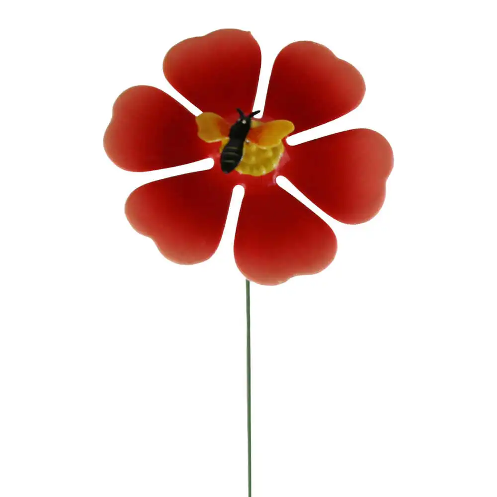 Pick floare din metal cu buburuza/fluture 13x68 CM Pick floare din metal cu buburuza/fluture 13x68 CM