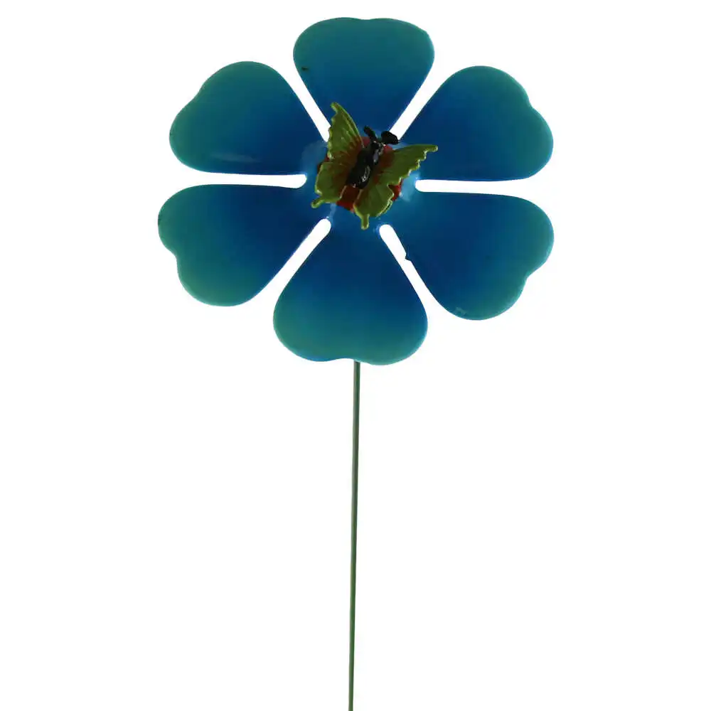 Pick floare din metal cu buburuza/fluture 13x68 CM Pick floare din metal cu buburuza/fluture 13x68 CM