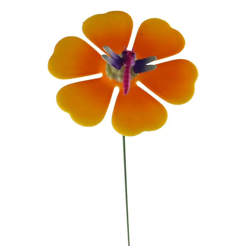Pick floare din metal cu buburuza/fluture 13x68 CM Pick floare din metal cu buburuza/fluture 13x68 CM