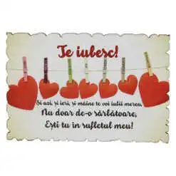 Magnet frigider din lemn "Te iubesc! Si azi