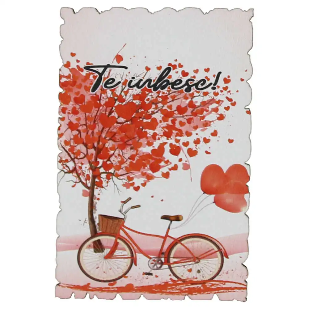 Magnet frigider din lemn "Te iubesc!" 6x9 CM