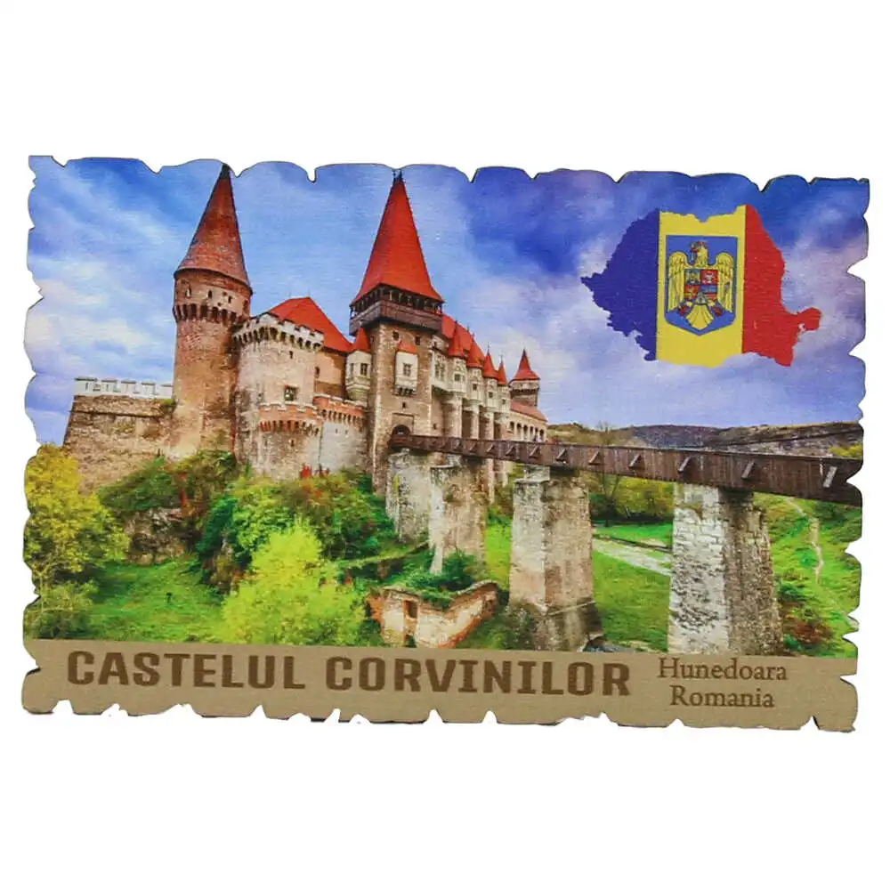 Magnet de frigider din lemn Castelul Corvinilor