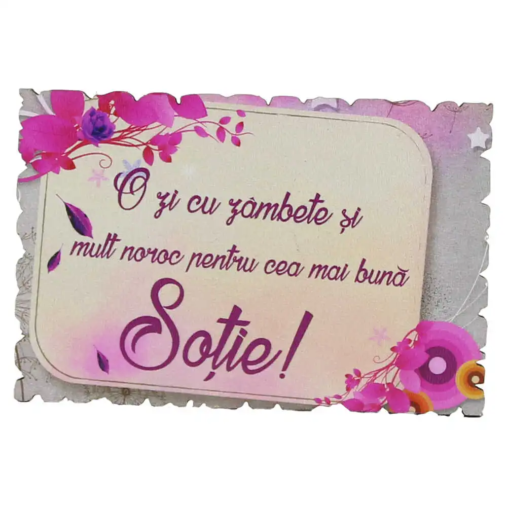 Magnet frigider din lemn "Pentru cea mai buna Sotie!" 9x6 CM Magnet frigider din lemn "Pentru cea mai buna Sotie!" 9x6 CM