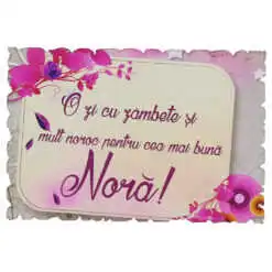 Magnet frigider din lemn "Pentru cea mai buna Nora!" 9x6 CM