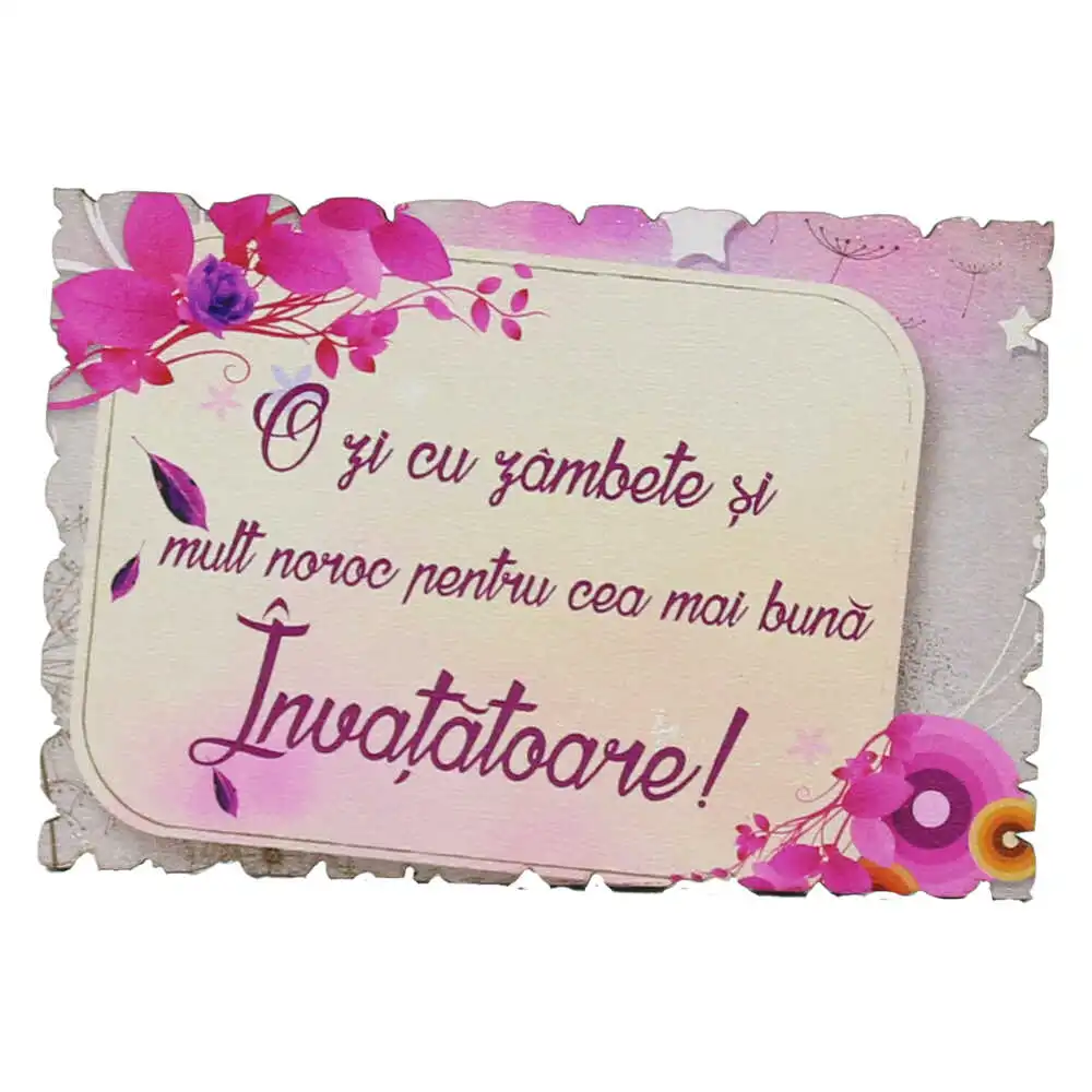 Magnet frigider din lemn "Pentru cea mai buna Invatatoare!" 9x6 CM Magnet frigider din lemn "Pentru cea mai buna Invatatoare!" 9x6 CM